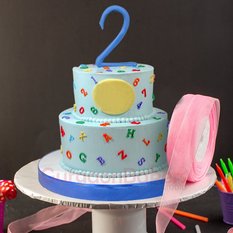 2 tier numbers and alphabets cake online order