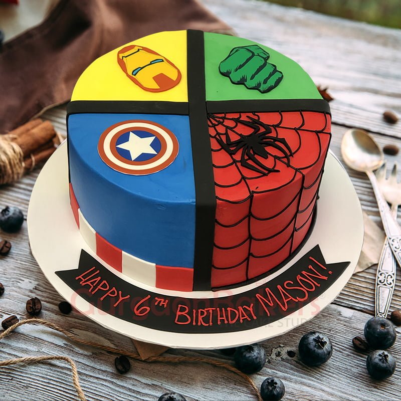 4 in 1 superhero cake