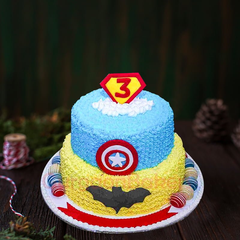 batman vs captain america cake