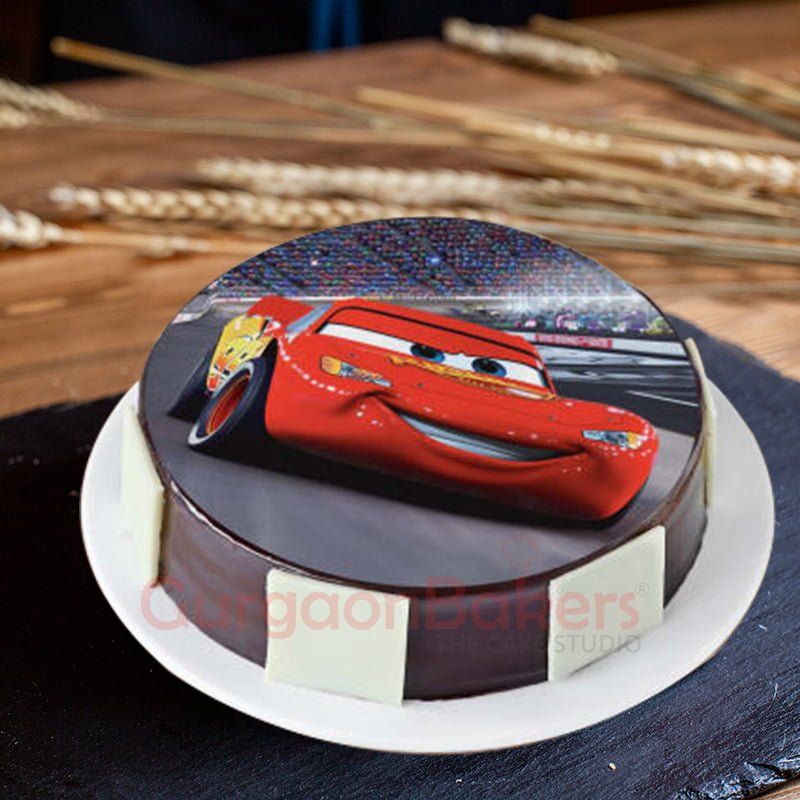 dashing lightning mcqueen cars cake