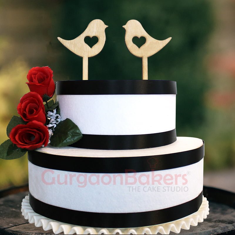 love birds wedding cake