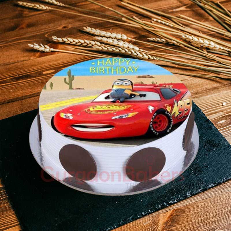 minion and cars crossover cake