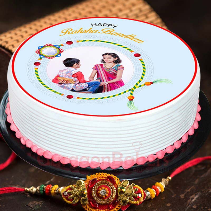 pretty photo cake for rakhi