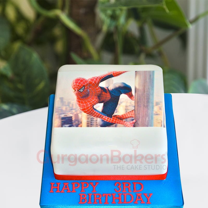 realistic spiderman photo cake