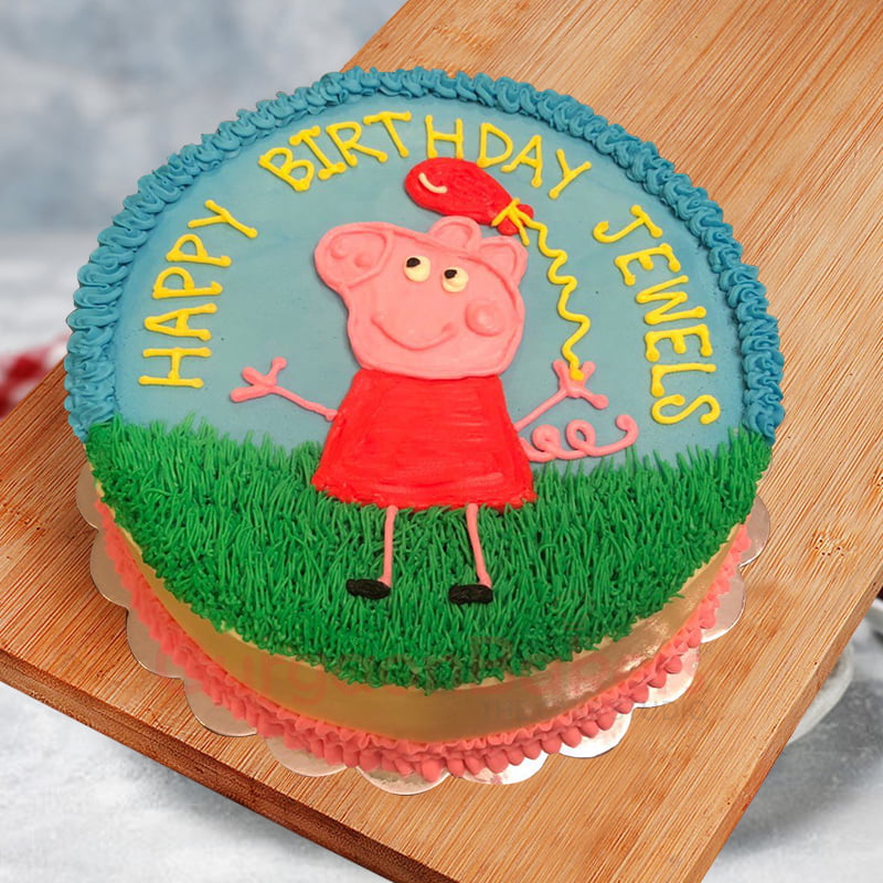 colourful peppa balloon cake