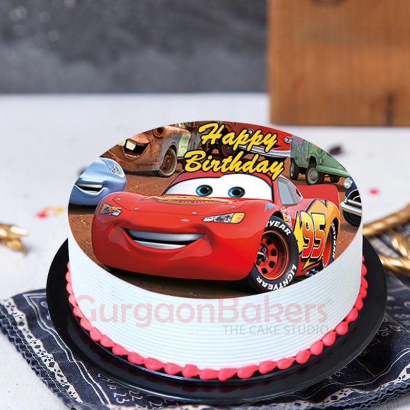 lightning mcqueen photo cake