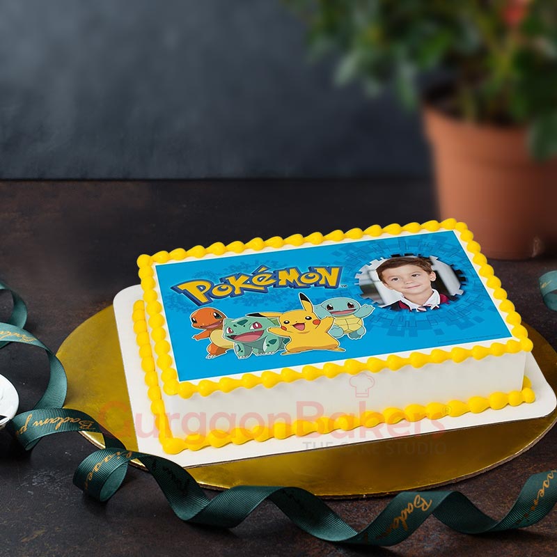 Pokemon with Birthday Boy Girl Photo Cake