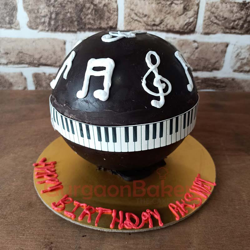 Musical Notes Pinata Cake Front View