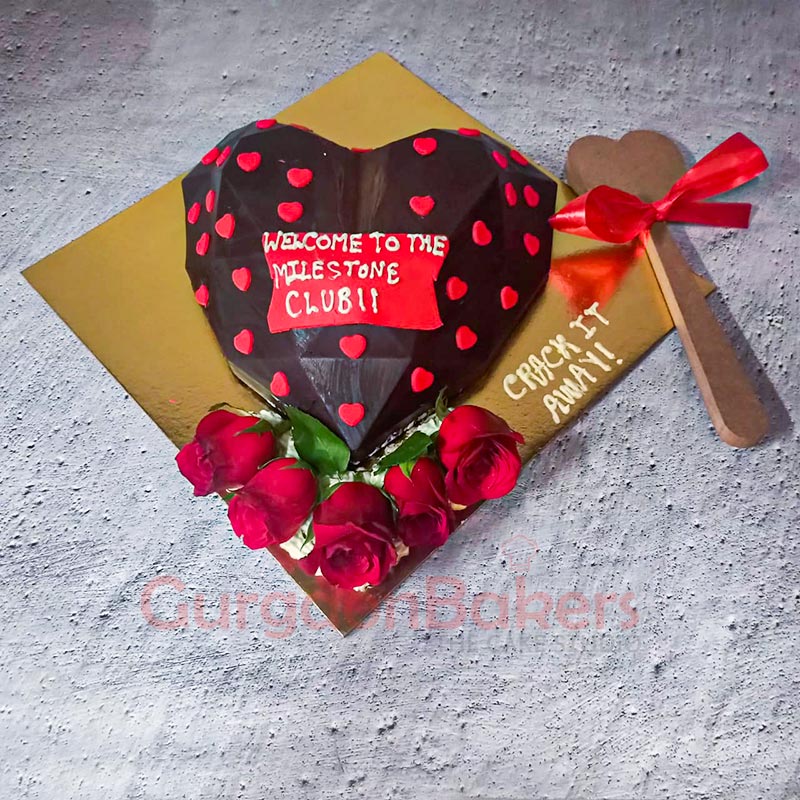 3D Pinata Chocolate Heart Cake Top View